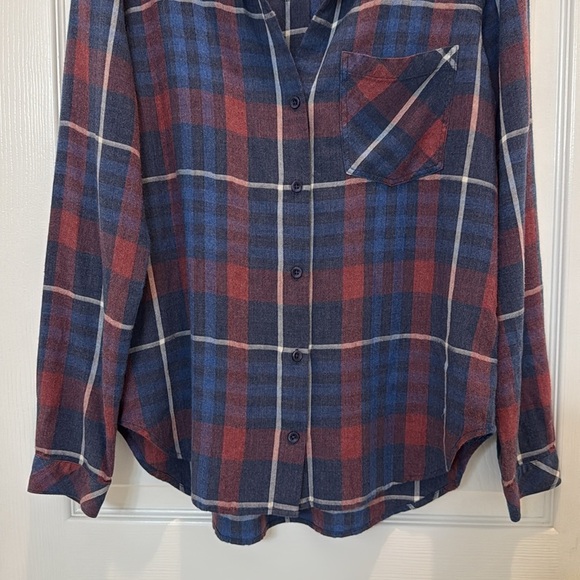 Anthropologie Cloth & Stone Aurora Plaid Button Down Shirt Size Large - Picture 2 of 10